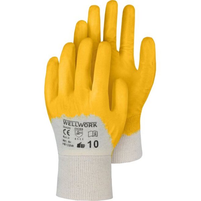 H610BW, Sun, Baumwoll-Handschuh mit Nitril-Beschichtung, 12er Pack, EAN-Auszeichnung