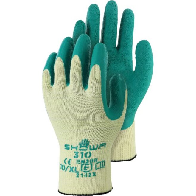 310G, Green Grip, Baumwoll-Polyester-Handschuh mit Latex-Beschichtung, Polybeutel, EAN