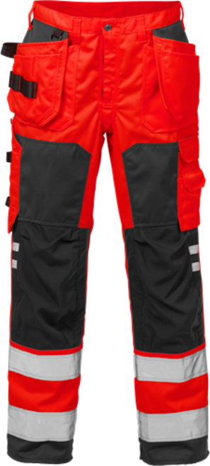 Fristads High Vis Handwerkerhose Kl. 2 2025 PLU – Warnschutz-Rot/Schwarz