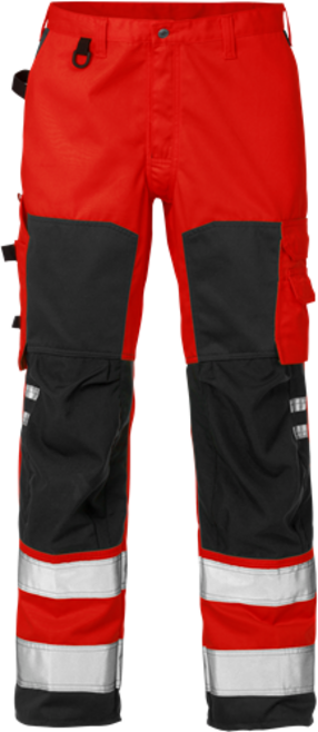 Fristads High Vis Hose Kl. 2 2026 PLU – Warnschutz-Rot/Schwarz