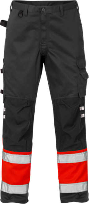 Fristads High Vis Hose Kl. 1 2032 PLU – Warnschutz-Rot/Schwarz