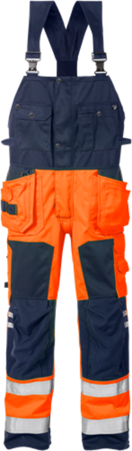 Fristads High Vis Handwerkerlatzhose Kl. 2 1014 PLU – Warnschutz-Orange/Marine