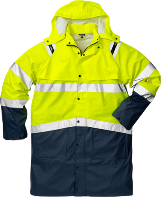 Fristads High Vis Regenmantel Kl. 3 4634 RS – Warnschutz-Gelb/Marine
