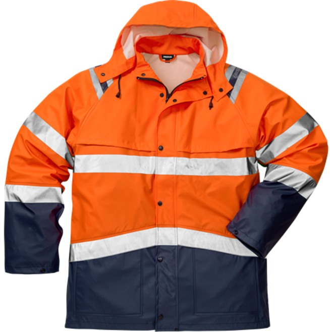 Fristads High Vis Regenjacke Kl. 3 4624 RS – Warnschutz-Orange/Marine