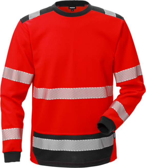 Fristads High Vis T-Shirt Langarm KL. 3 7724 THV – Warnschutz-Rot/Schwarz