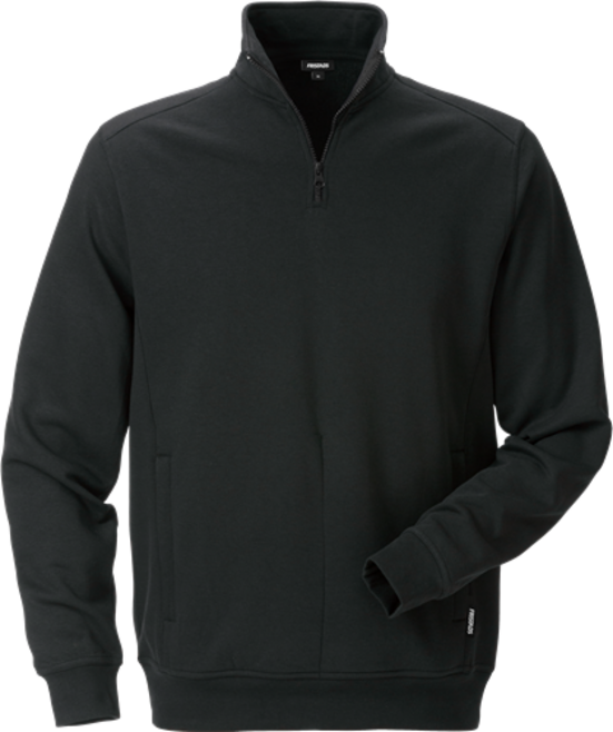 Fristads Sweatshirt mit kurzem Reißverschluss 7607 SM – Schwarz