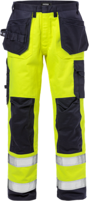 Fristads Flame High Vis Handwerkerhose Kl. 2 2584 FLAM – Warnschutz-Gelb/Marine