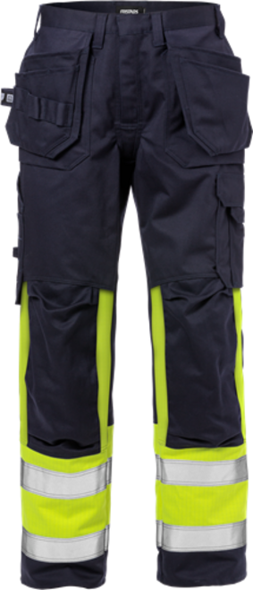 Fristads Flame High Vis Handwerkerhose Kl. 1 2586 FLAM – Warnschutz-Gelb/Marine