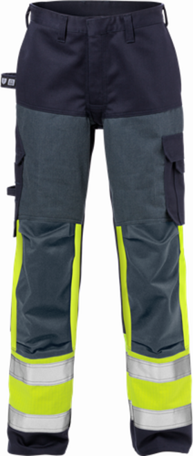 Fristads Flame High Vis Hose Damen Kl. 1 2591 FLAM – Warnschutz-Gelb/Marine