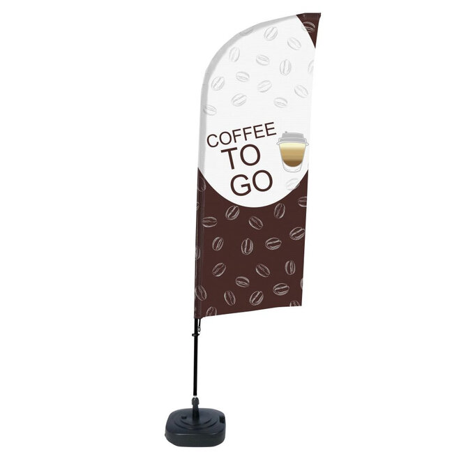 Beachflag Alu Wind Komplett-Set Kaffee To Go