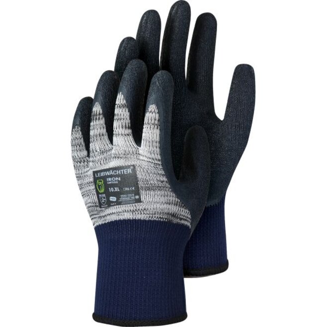 Leibwächter LW333, Iron, Polyester-Handschuh mit Latex-Beschichtung, SB-Karte