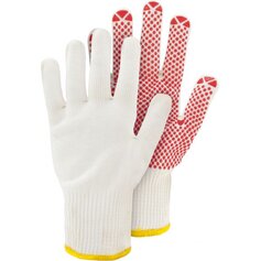 H410, Feinstrick, Nylon-Baumwoll-Handschuh mit PVC-Noppen, SB-Karte