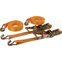 Zurrgurt  mit Druck-Ratsche und Spitzhaken - Zurrgurte 5,0m, 25mm, 750daN - mit Ratsche und Haken, 2 Stück