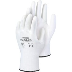 TR700W, PU-Star white, Polyester-Handschuh mit PU-Beschichtung, Polybeutel, paarweise mit EAN