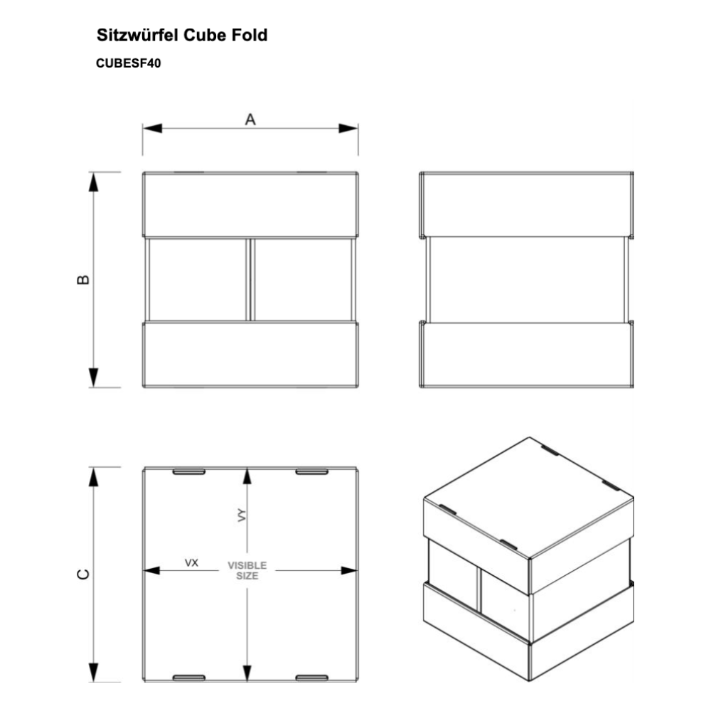 Maßskizze Sitzwürfel Cube Fold