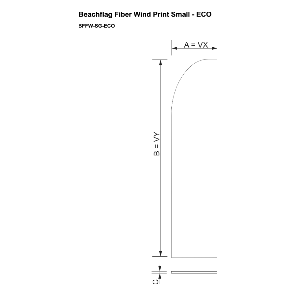 Maßskizze Beachflag Fiber Wind Print