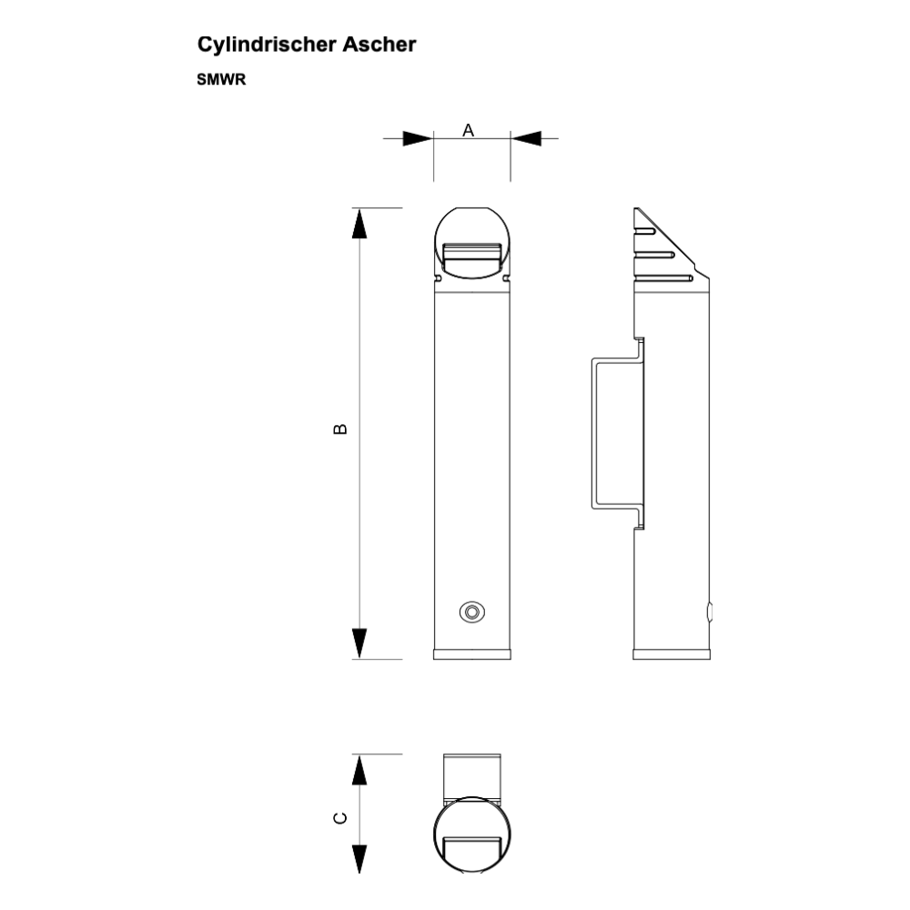 Maßskizze Cylindrischer Ascher